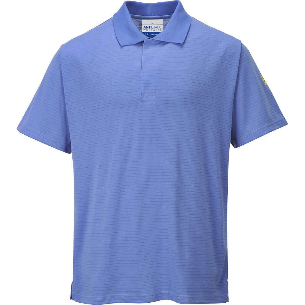 Image of Portwest Mens Anti Static ESD Polo Shirt Blue 2XL