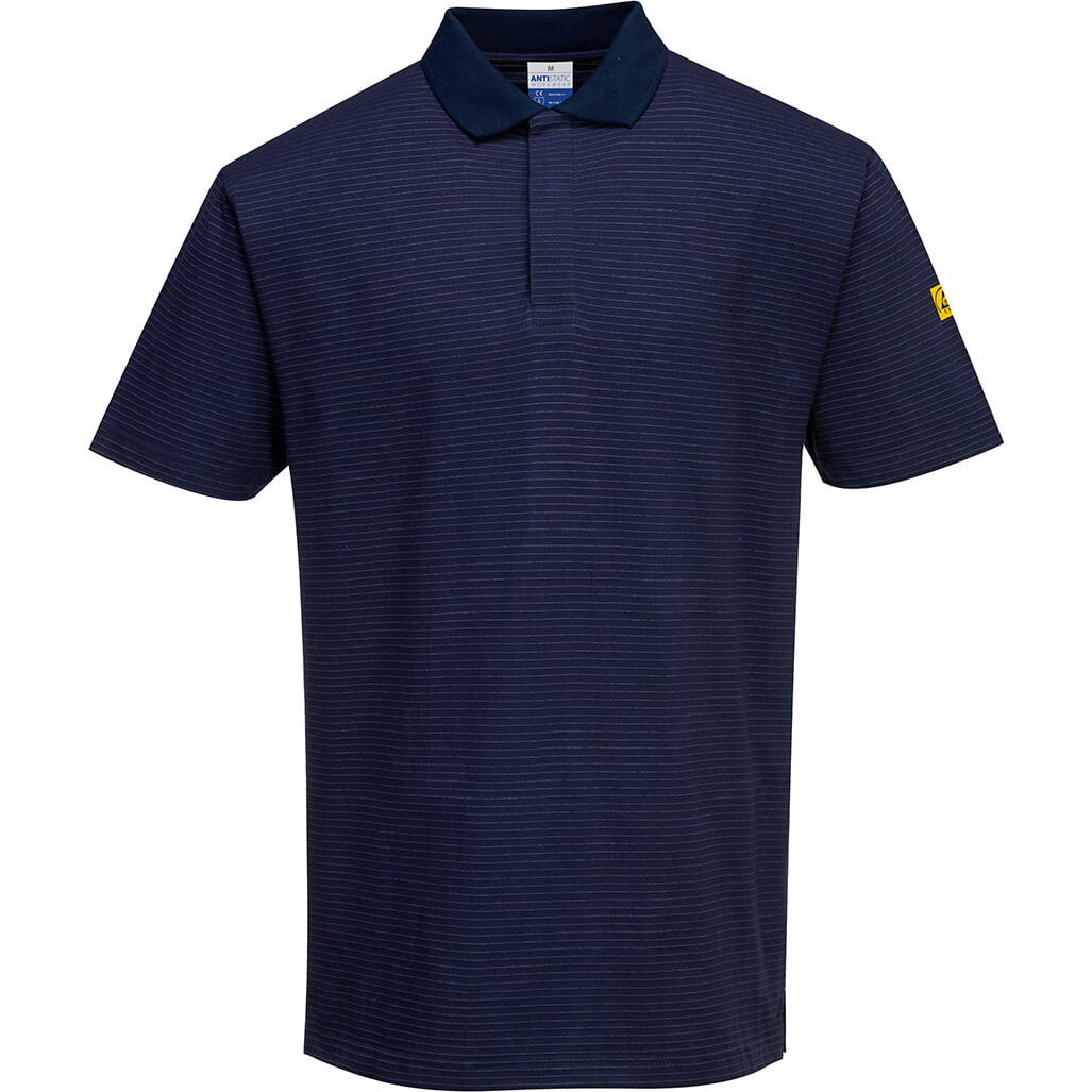 Image of Portwest Mens Anti Static ESD Polo Shirt Navy L