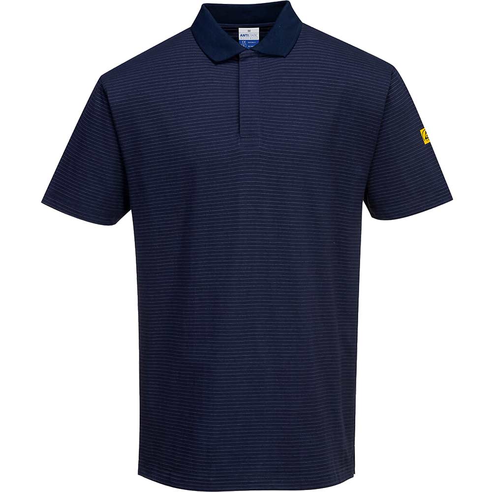 Image of Portwest Mens Anti Static ESD Polo Shirt Navy L