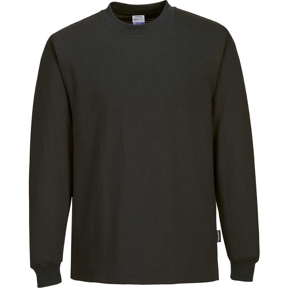 Portwest Anti Static ESD Long Sleeve T Shirt Black XL