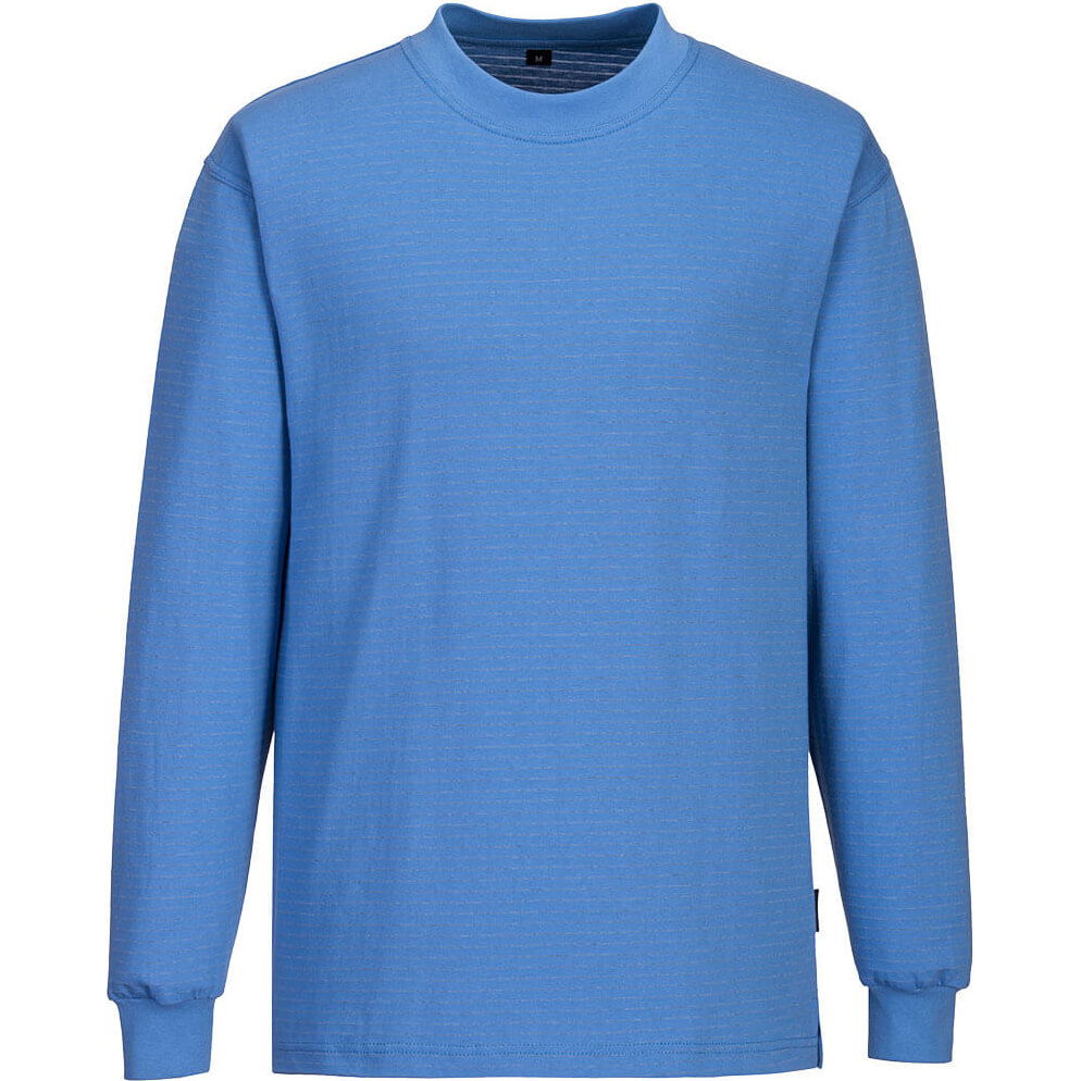 Image of Portwest Anti Static ESD Long Sleeve T Shirt Blue L