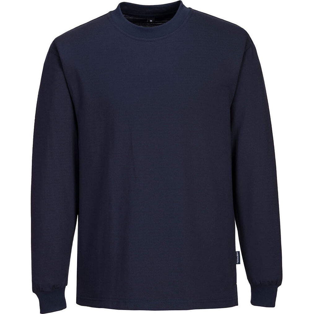 Image of Portwest Anti Static ESD Long Sleeve T Shirt Navy L