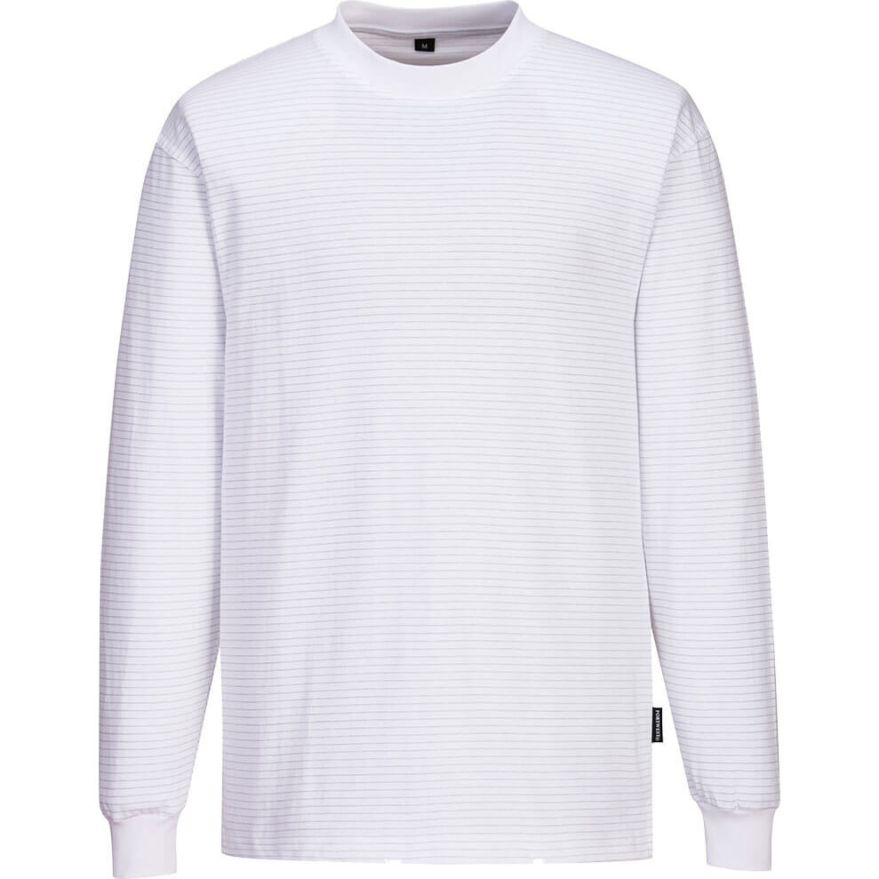 Image of Portwest Anti Static ESD Long Sleeve T Shirt White L