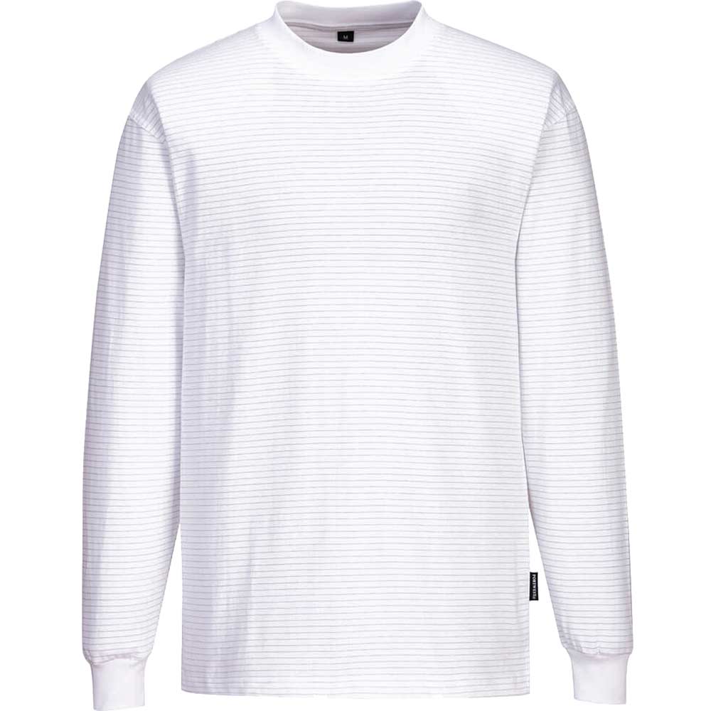Portwest Anti Static ESD Long Sleeve T Shirt White 2XL