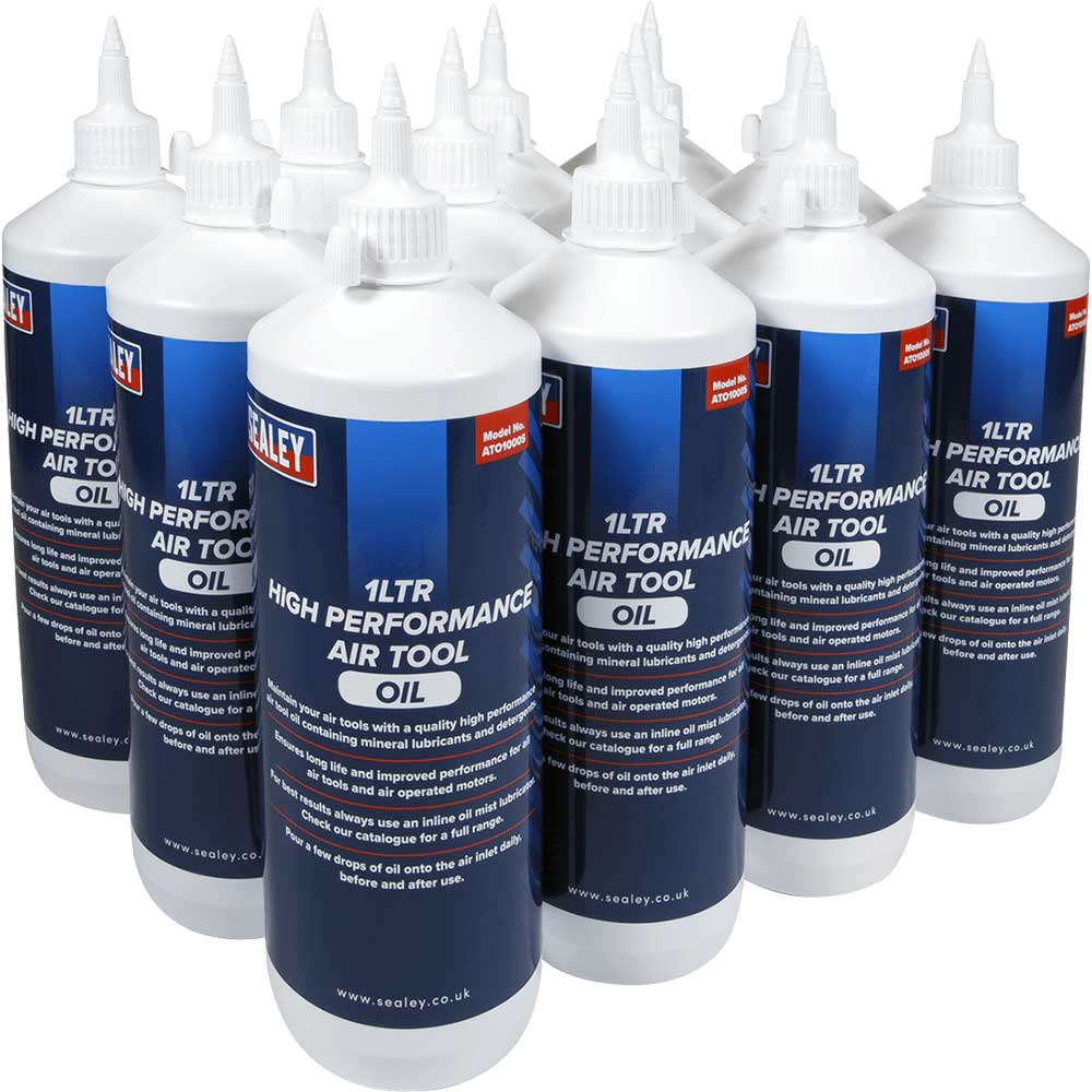 Sealey Air Tool Oil Pack of 12 1l in UK Specification