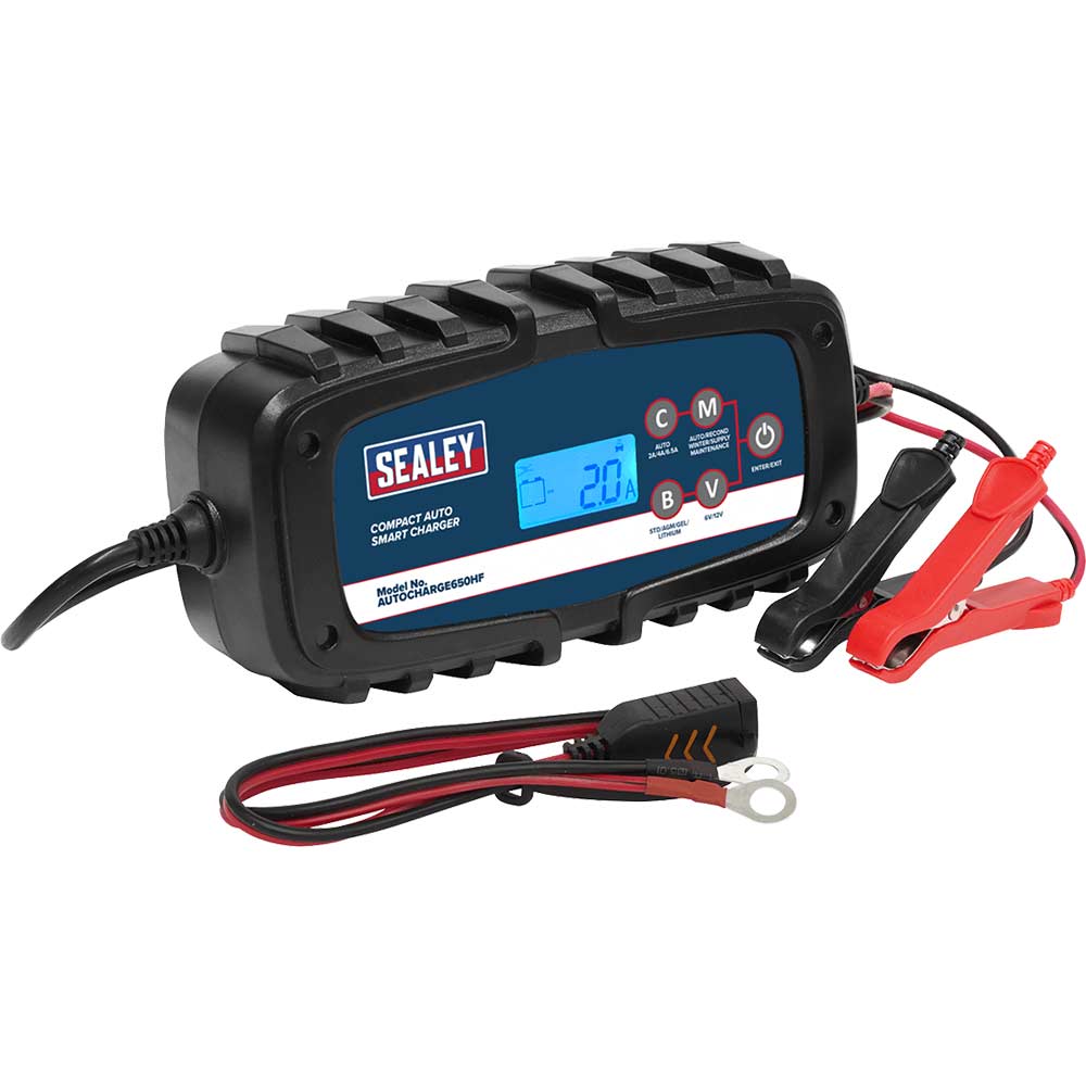 Sealey 650HF Compact Auto Smart 6.5amp Battery Charger 6v or 12v