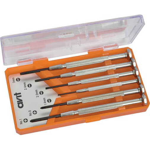 Image of Avit 6 Piece Precision Phillips and Slotted Screwdriver Set