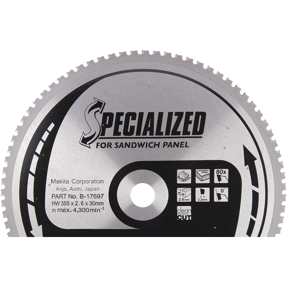 Image of Makita SPECIALIZED Sandwich Panel Cutting Saw Blade 355mm 80T 30mm