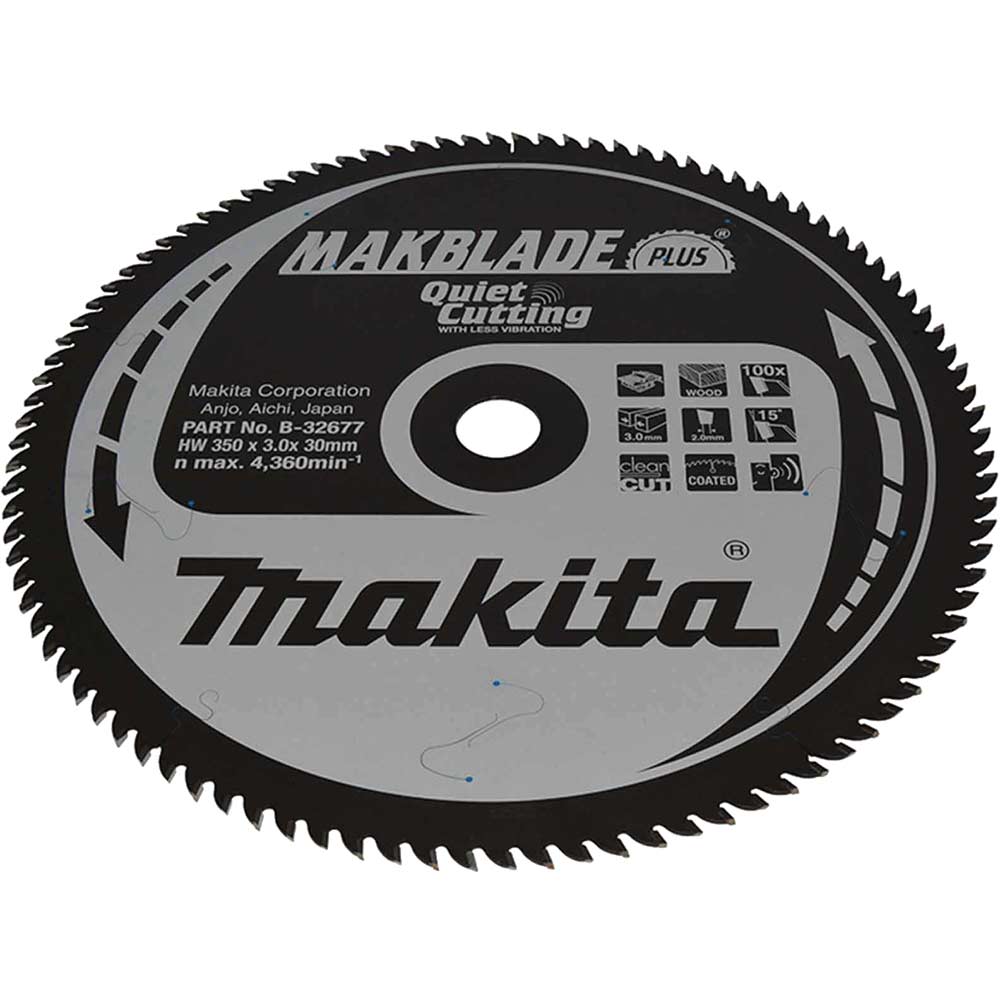 Image of Makita MAKBLADE Wood Cutting Circular Saw Blade 350mm 100T 30mm
