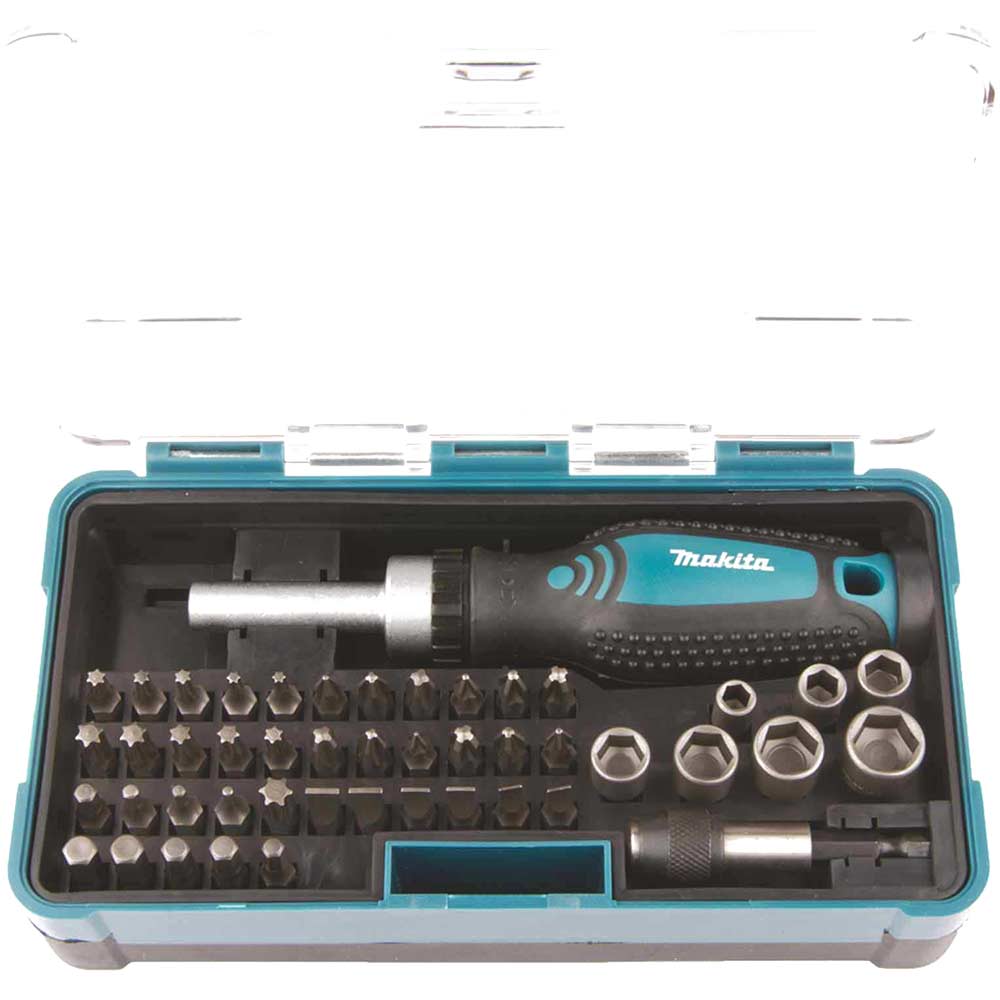 Makita 47 Piece 1/4" Drive Ratchet Screwdriver, Bit and Socket Set