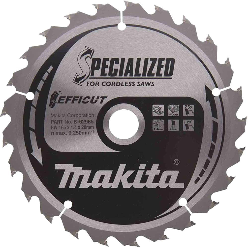 Image of Makita SPECIALIZED Efficut Circular Saw Blade for Wood Cutting 165mm 25T 20mm