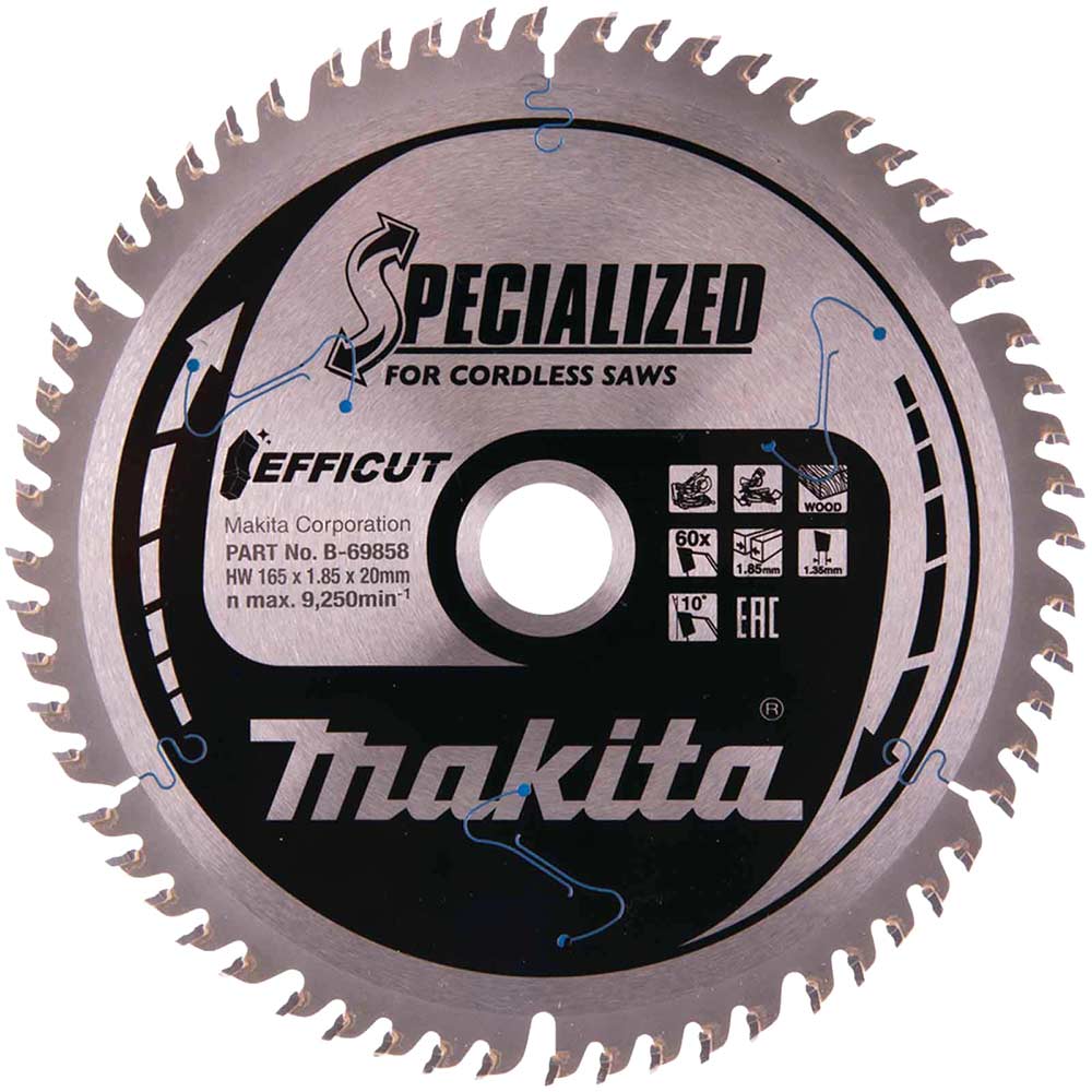Image of Makita SPECIALIZED Cordless Wood Cutting Saw Blade 165mm 60T 20mm