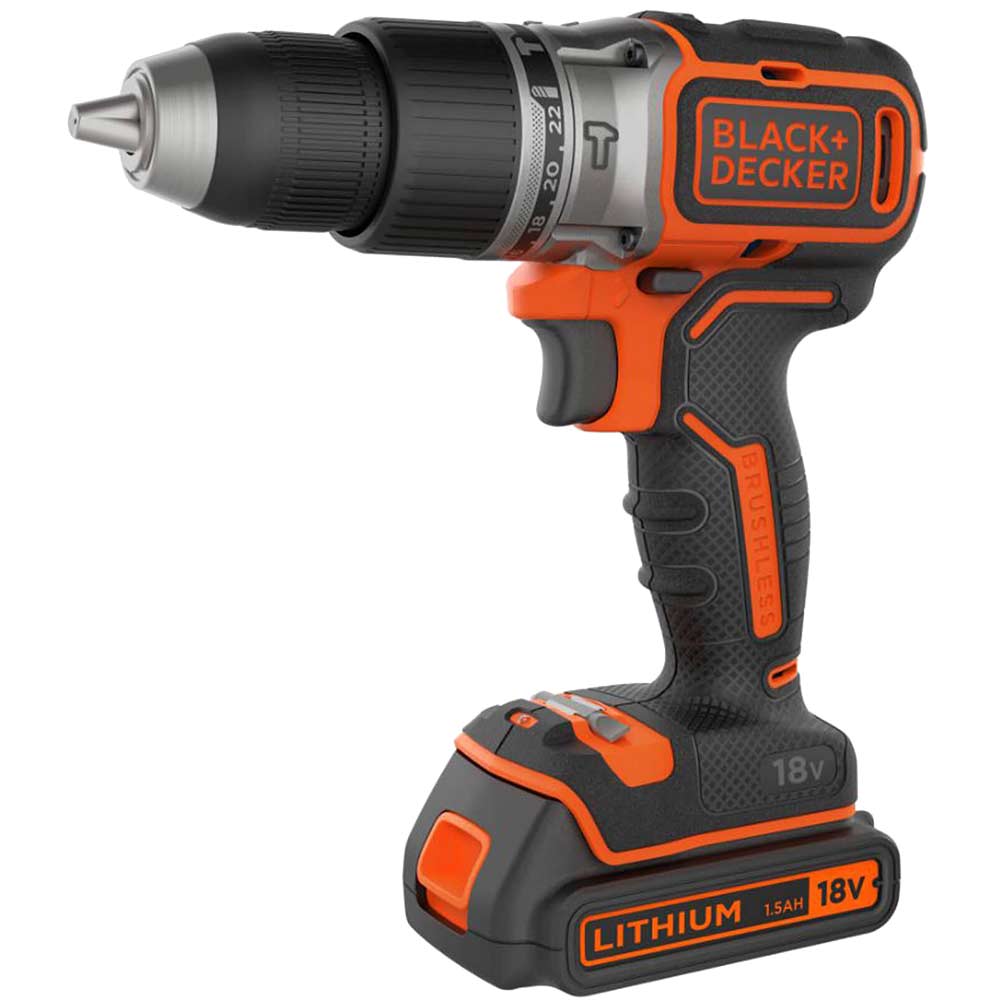 Image of Black and Decker BL188 18v Cordless Brushless Combi Drill 1 x 1.5ah Li-ion Charger No Case