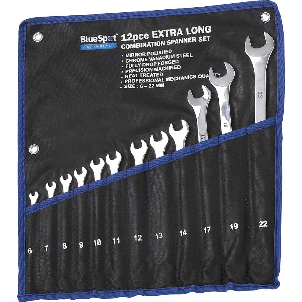 Image of BlueSpot 12 Piece Extra Long Combination Spanner Set