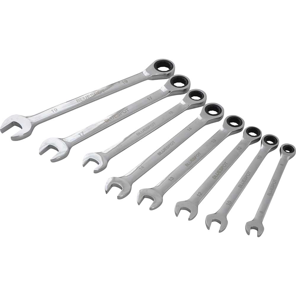 Image of BlueSpot 8 Piece Ratchet Spanner Set