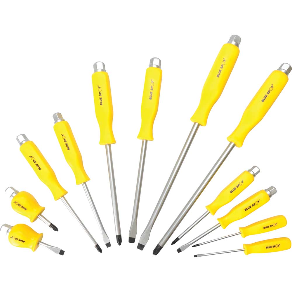 Image of BlueSpot 12 Piece Hex Bolster Slotted and Pozi Screwdriver Set