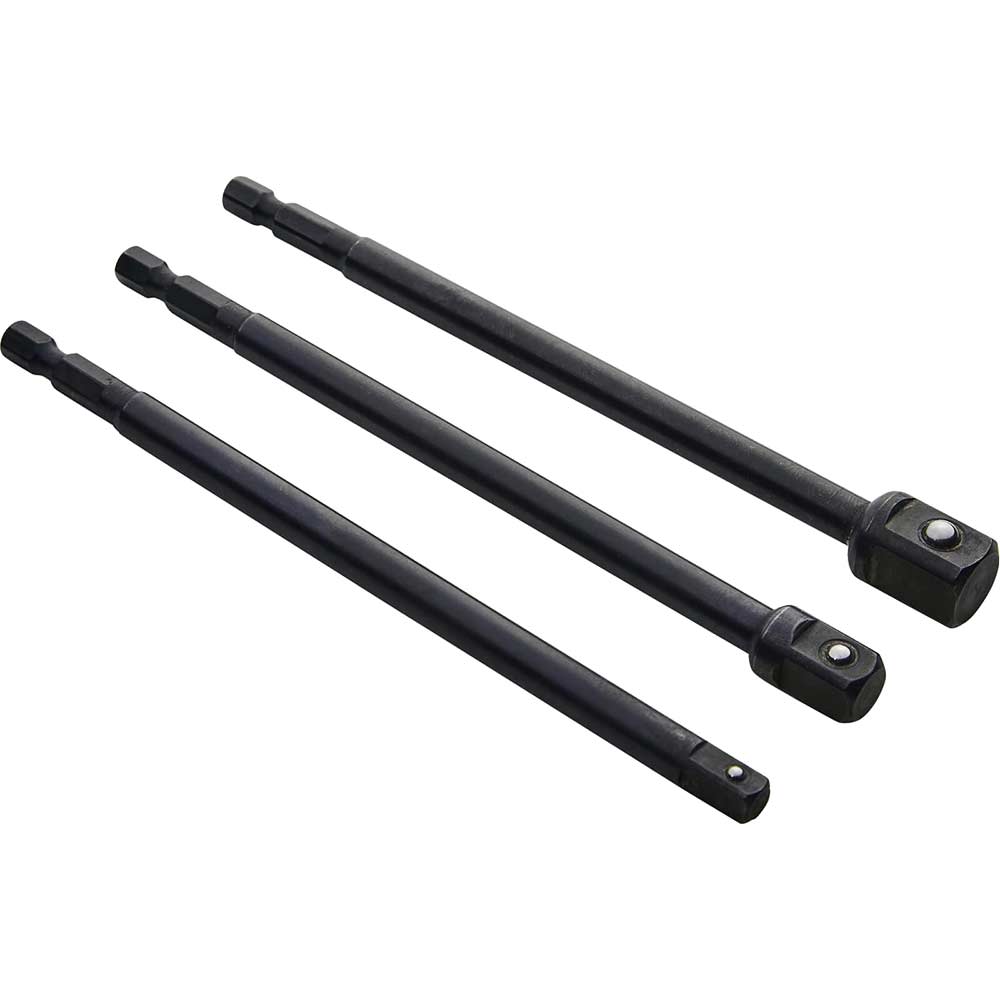 Image of BlueSpot 3 Piece 1/4" Hex Long Reach Impact Socket Adaptor Set