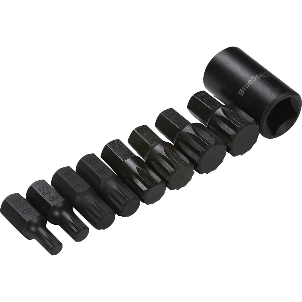 Bluespot 9 Piece 1/2" Drive Impact Spline Socket Bit Set 1/2