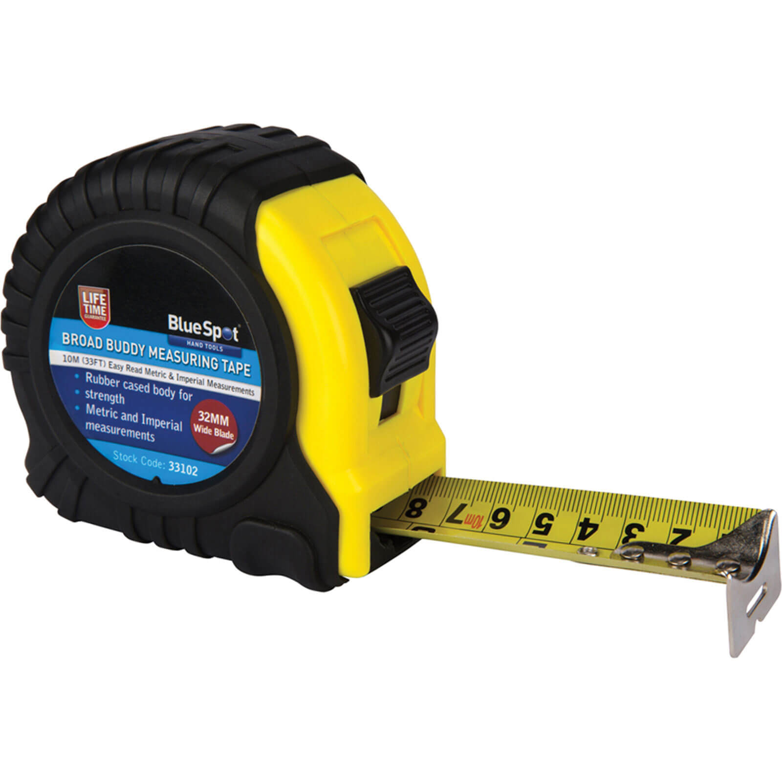Image of BlueSpot Broad Buddy Tape Measure Imperial & Metric 32ft / 10m 32mm