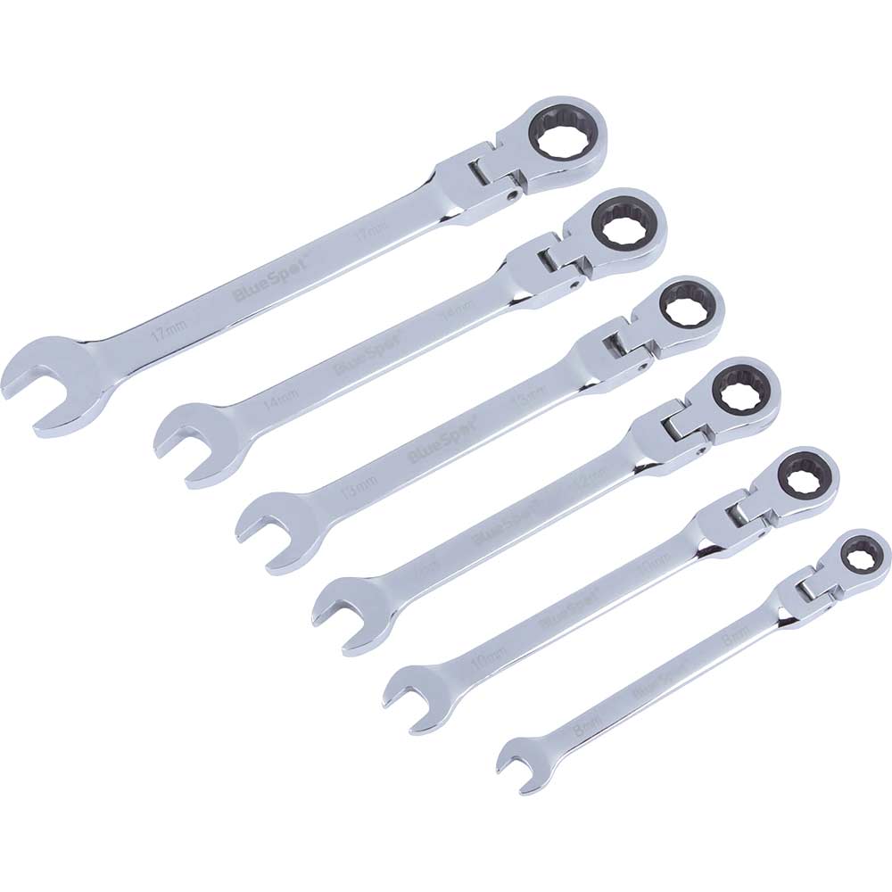 BlueSpot 6 Piece Flexible Head Ratchet Spanner Set