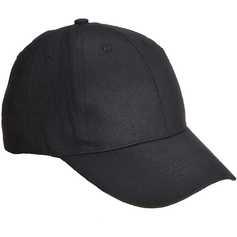 Portwest Six Panel Baseball Cap Black One Size