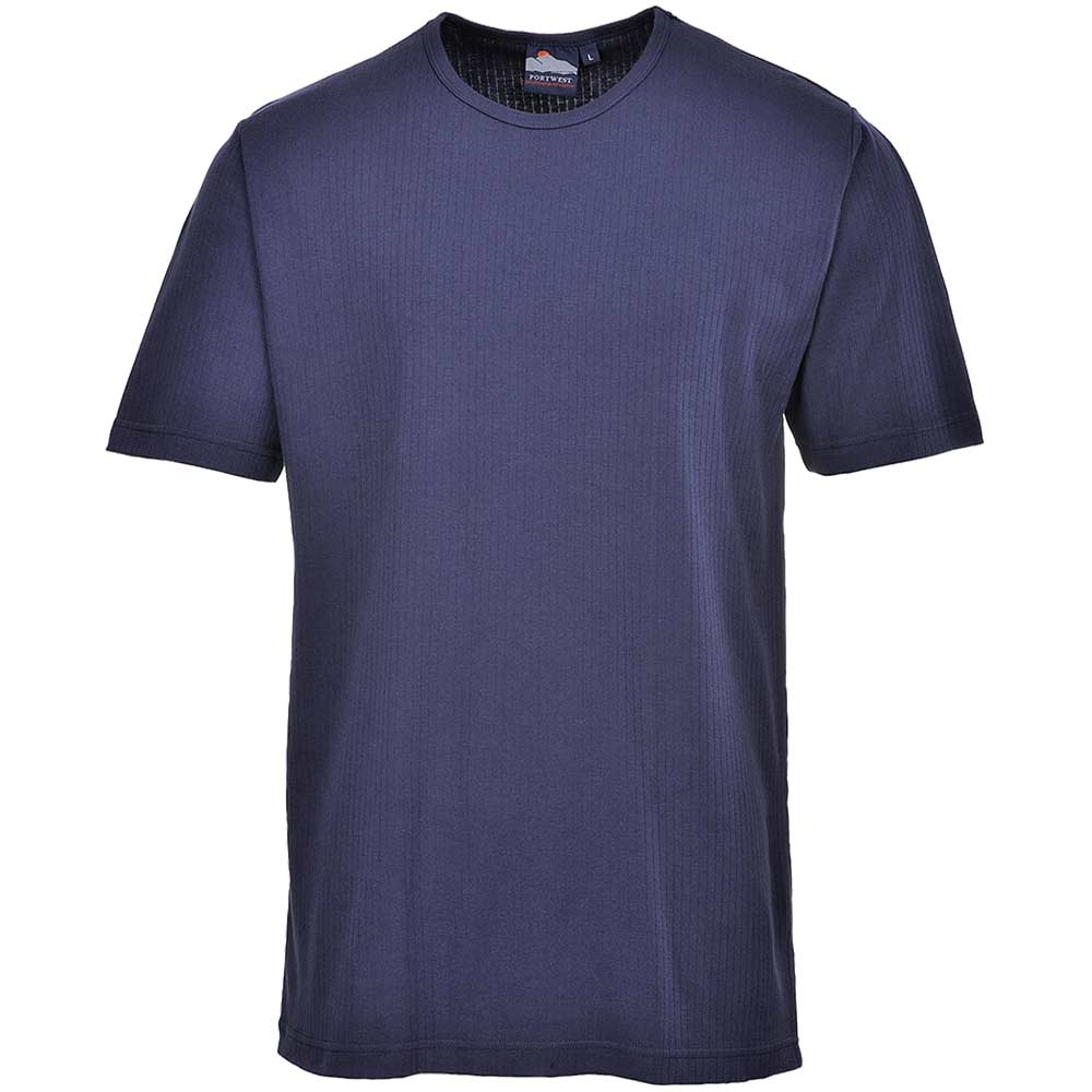 Image of Portwest Thermal Short Sleeve T Shirt Navy 2XL