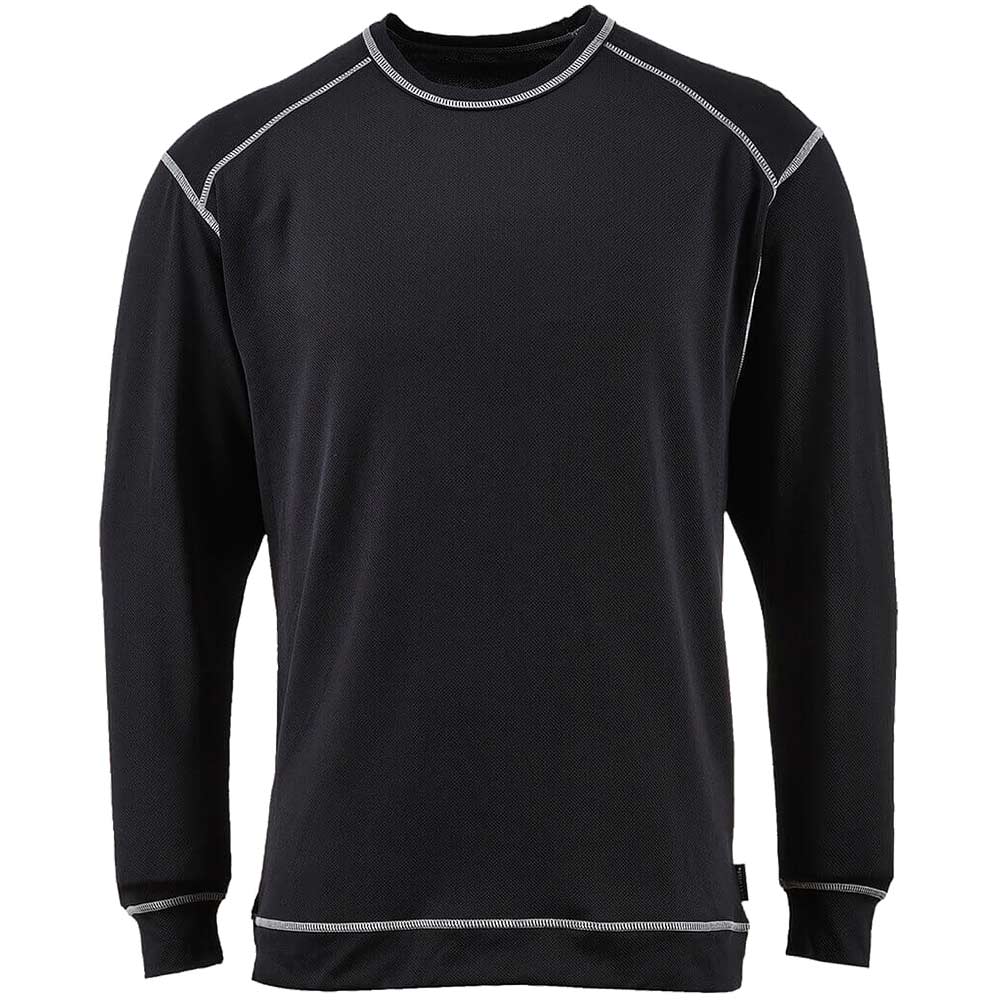 Portwest Base Pro Mens Antibacterial Long Sleeve Baselayer Top Black L