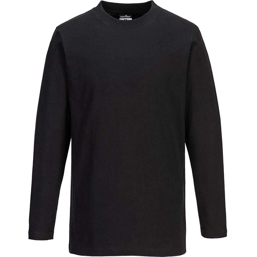 Portwest Mens Long Sleeve T Shirt Black 2XL