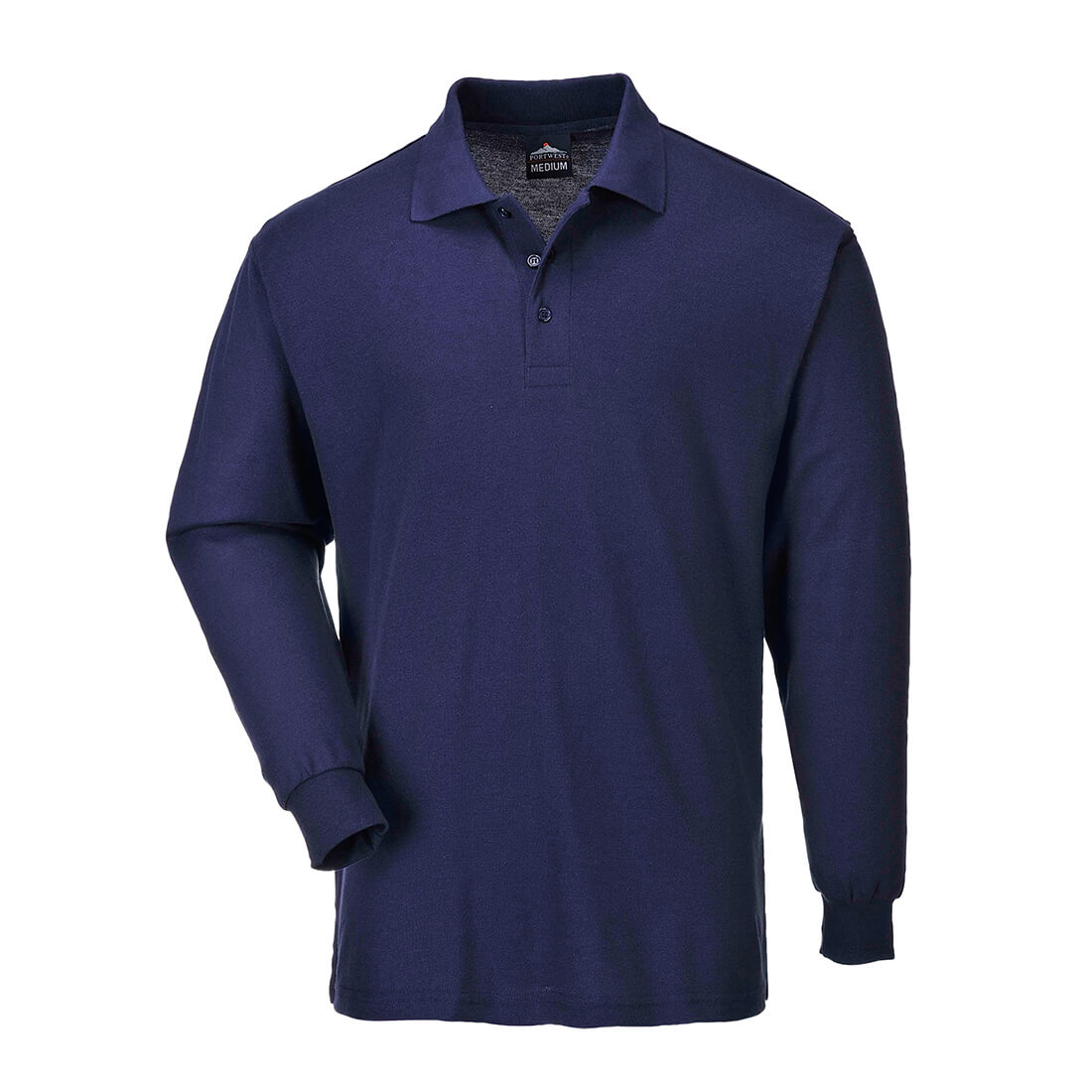 Image of Portwest Mens Genoa Long Sleeved Polo Shirt Navy 2XL