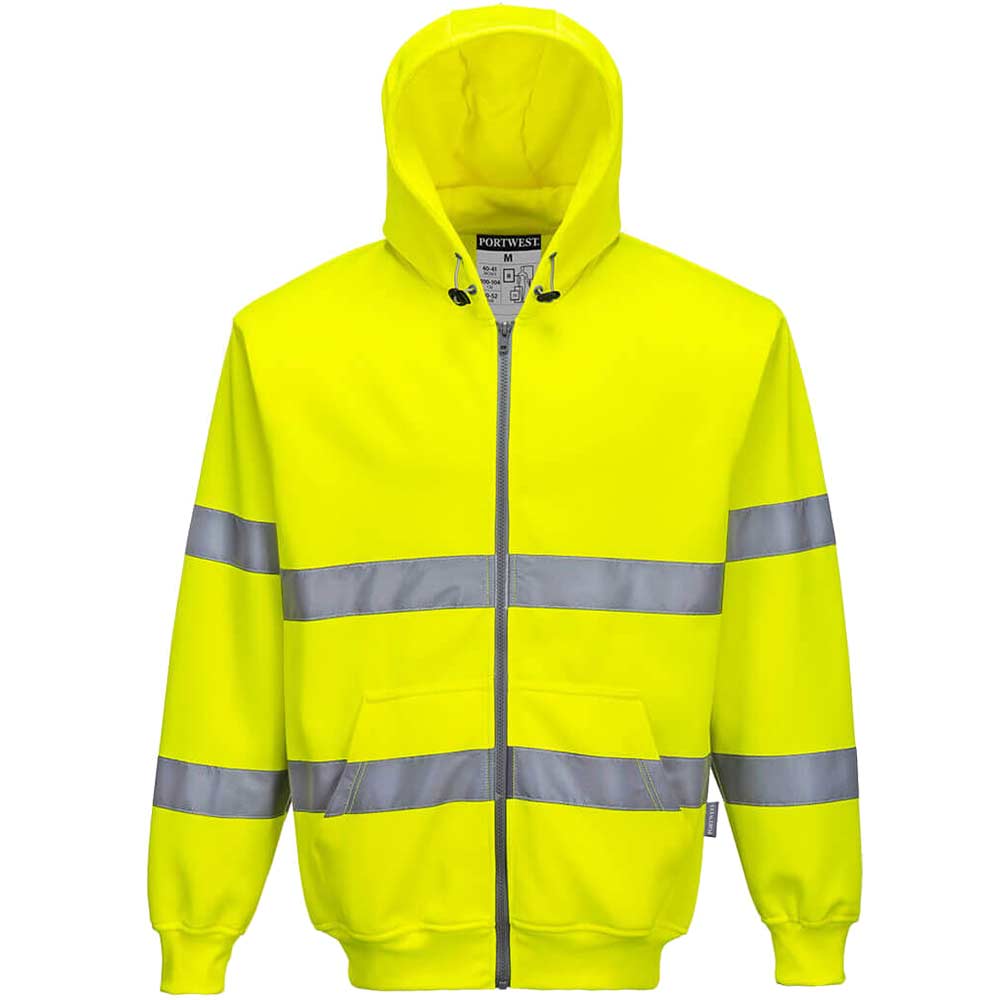 Portwest Zip Front Class 3 Hi Vis Hoodie Yellow XS