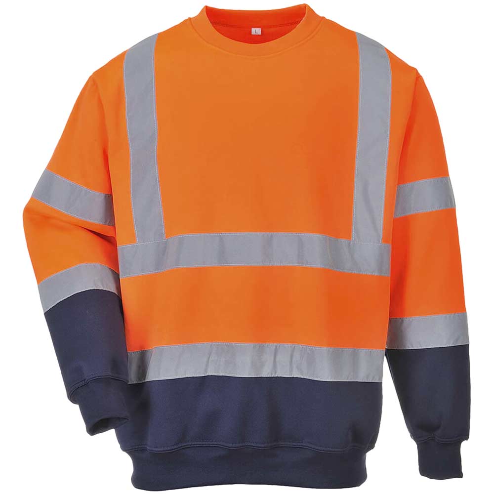 Image of Portwest Two Tone Class 3 Hi Vis Jumper Orange / Navy L