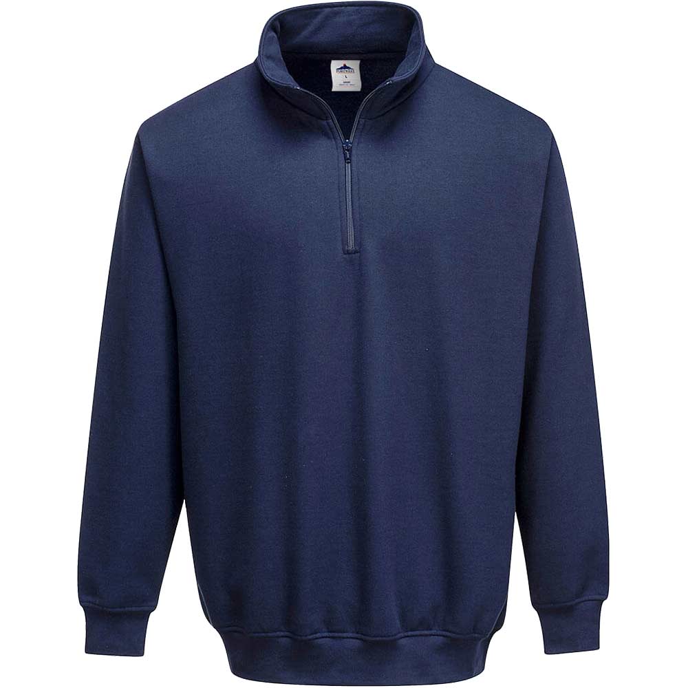 Image of Portwest Mens Sorrento Zip Neck Sweatshirt Navy 2XL