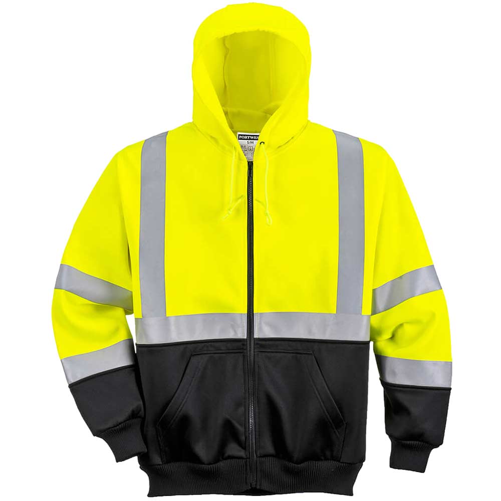Portwest Hi Vis Two Tone Zipped Hoodie Yellow / Black S