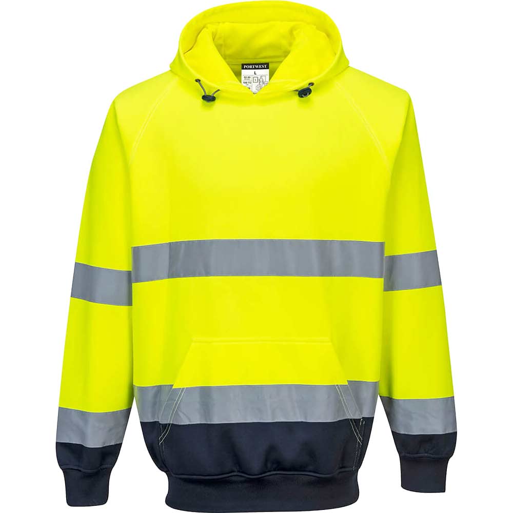 Portwest Hi Vis Contrast Hoodie Yellow / Navy 2XL