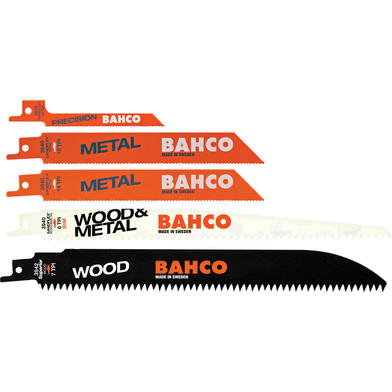 Image of Bahco 5 Piece Reciprocating Sabre Saw Blade Set