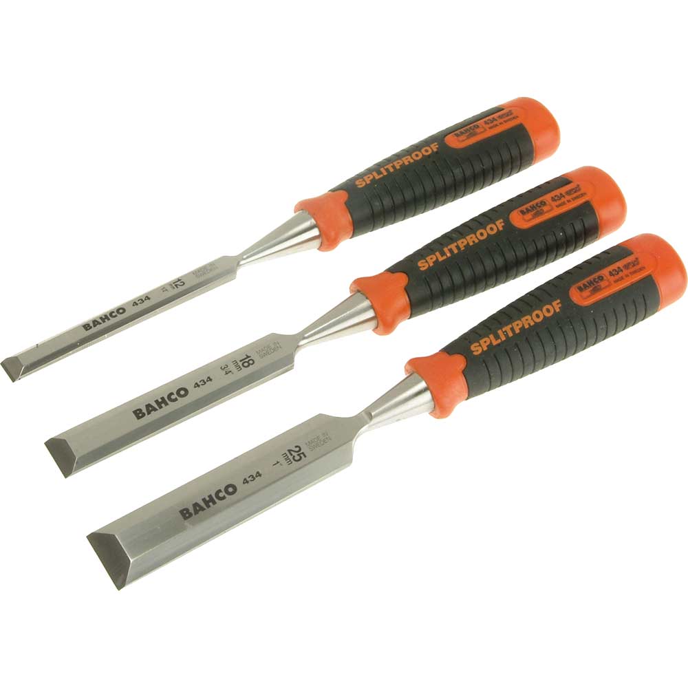 Image of Bahco 3 Piece 434 Bevel Edge Wood Chisel Set