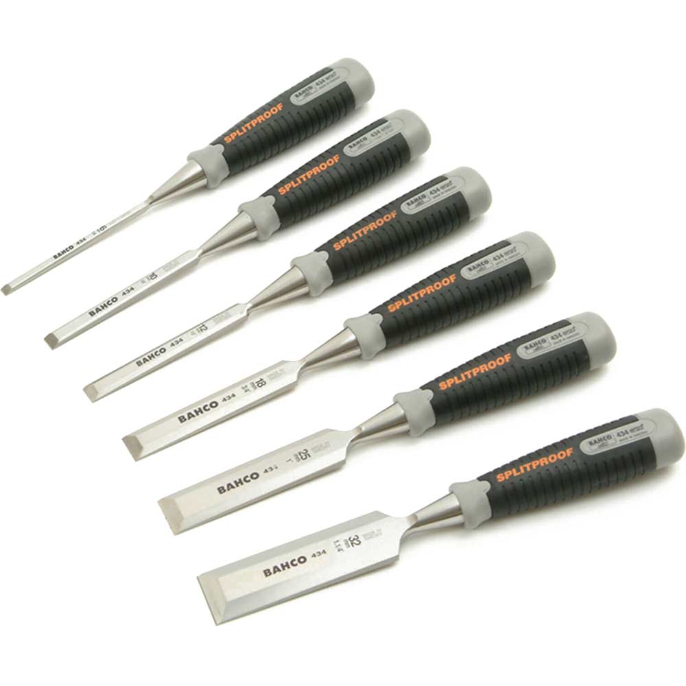 Image of Bahco 434 6 Piece Bevel Edge Wood Chisel Set