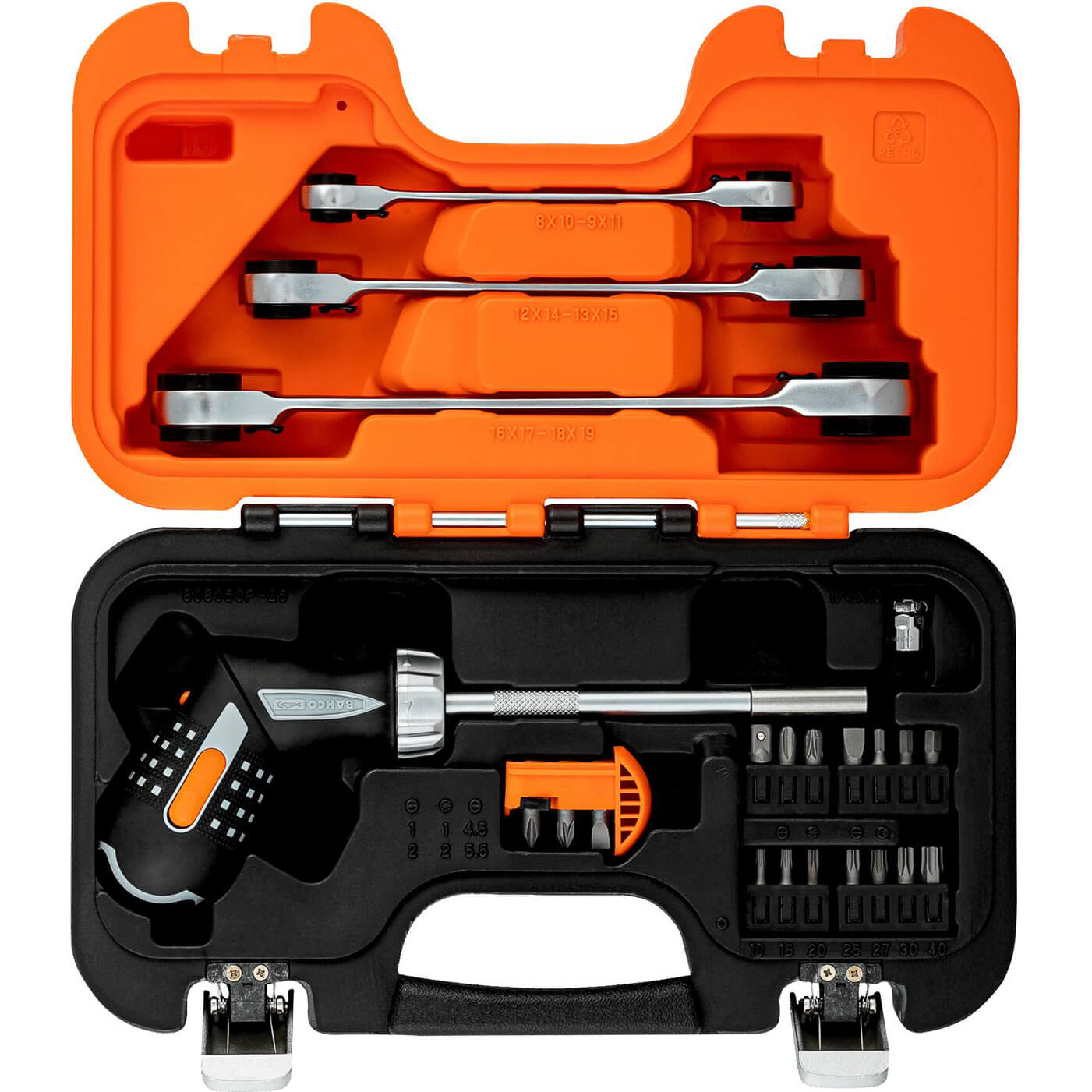 Image of Bahco Pistol Grip Ratchet Screwdriver and Spanner Tool Kit