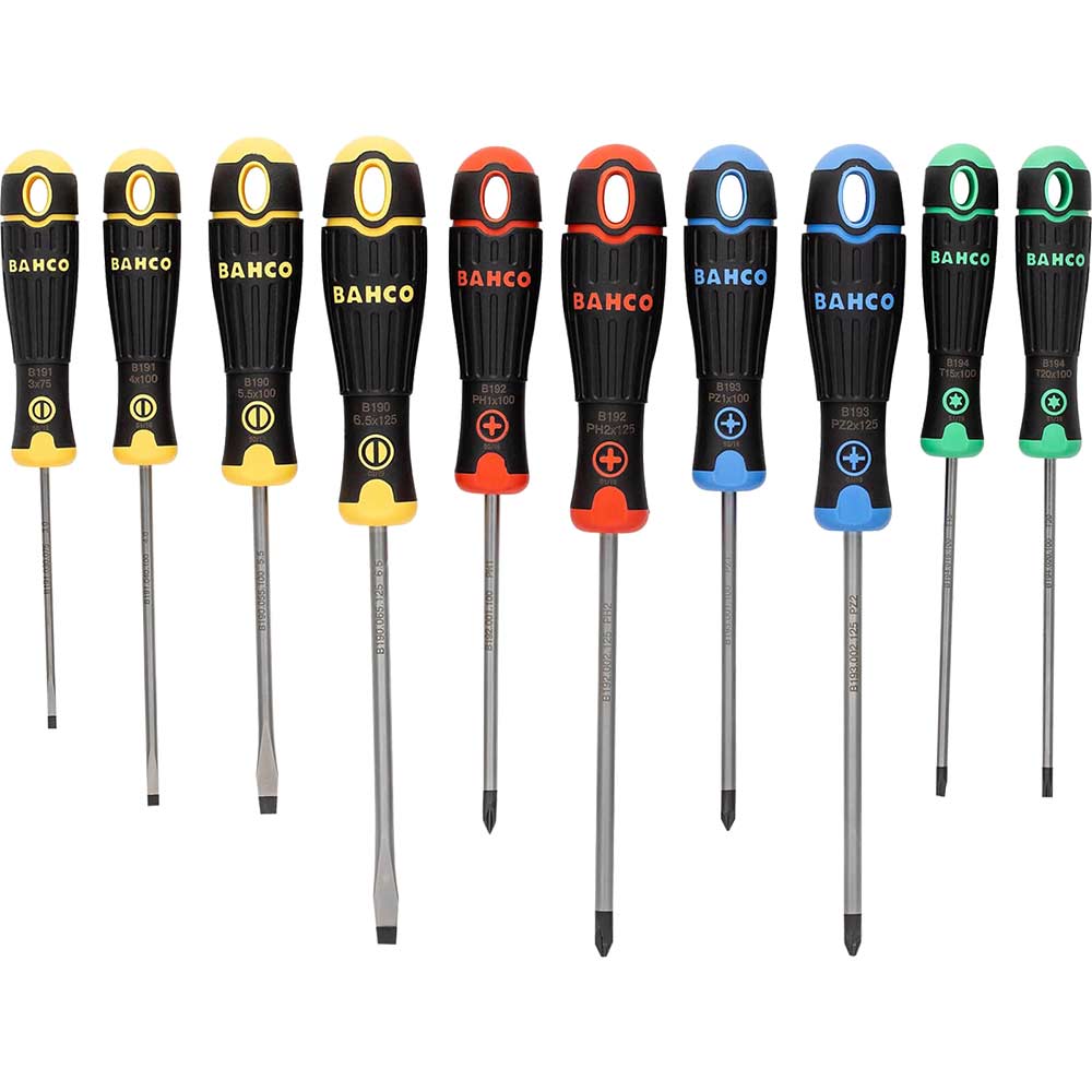 Image of Bahco Bahcofit 10 Piece Colour Coded Screwdriver Set