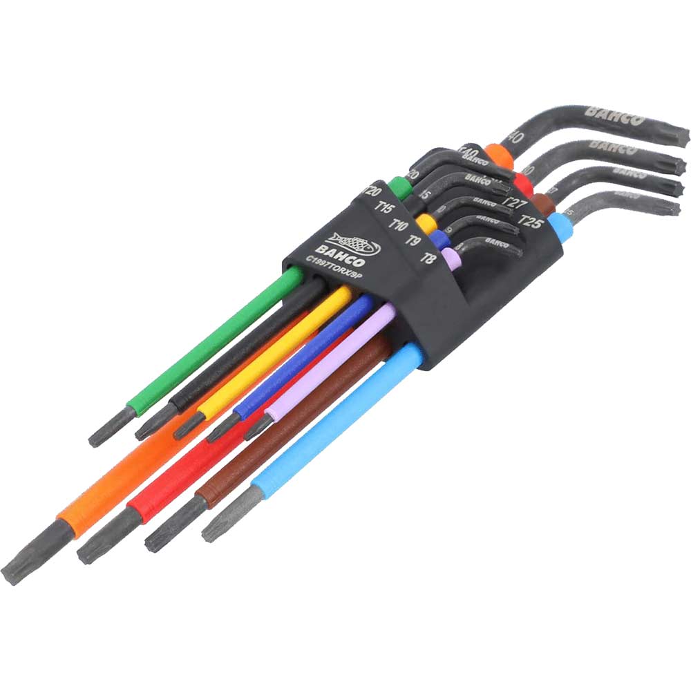Click to view product details and reviews for Bahco 9 Piece Colour Coded Long Torx Key Set.