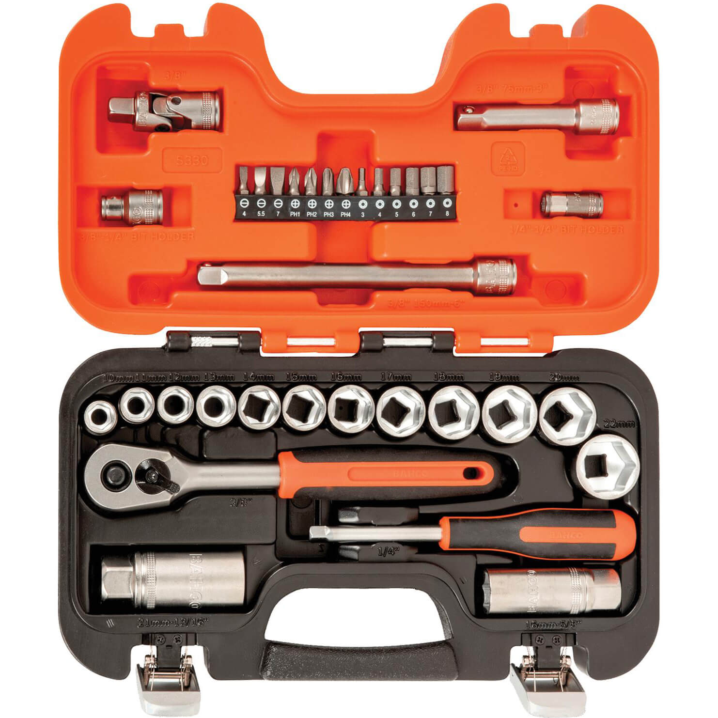 Image of Bahco S330 34 Piece 1/4" and 3/8" Drive Socket Set Combination