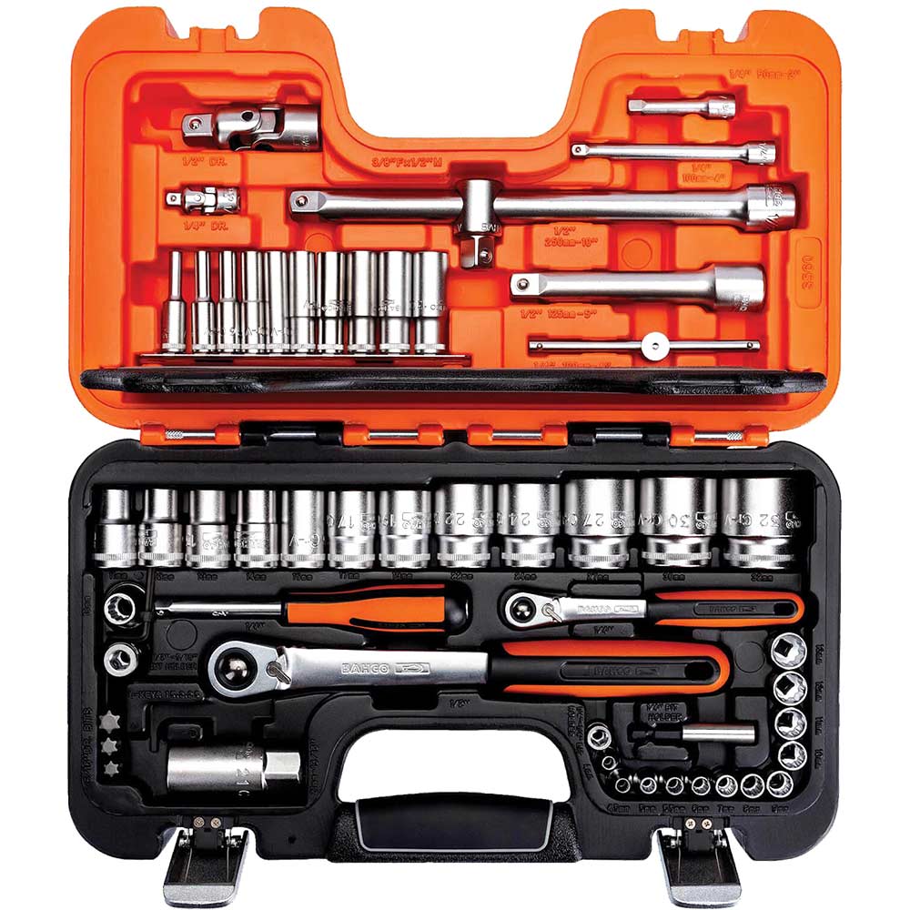 Image of Bahco 56 Piece Combination Drive Bi Hex Socket Set Metric Combination