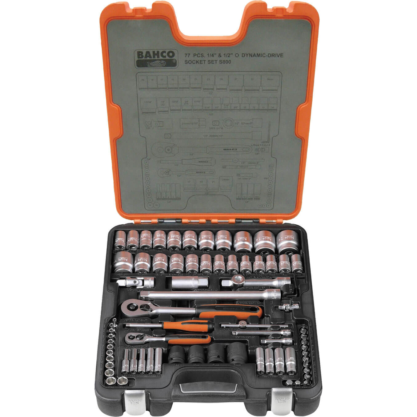 Image of Bahco 77 Piece Combination Drive Hex Socket and Screwdriver Bit Set Metric and Imperial Combination