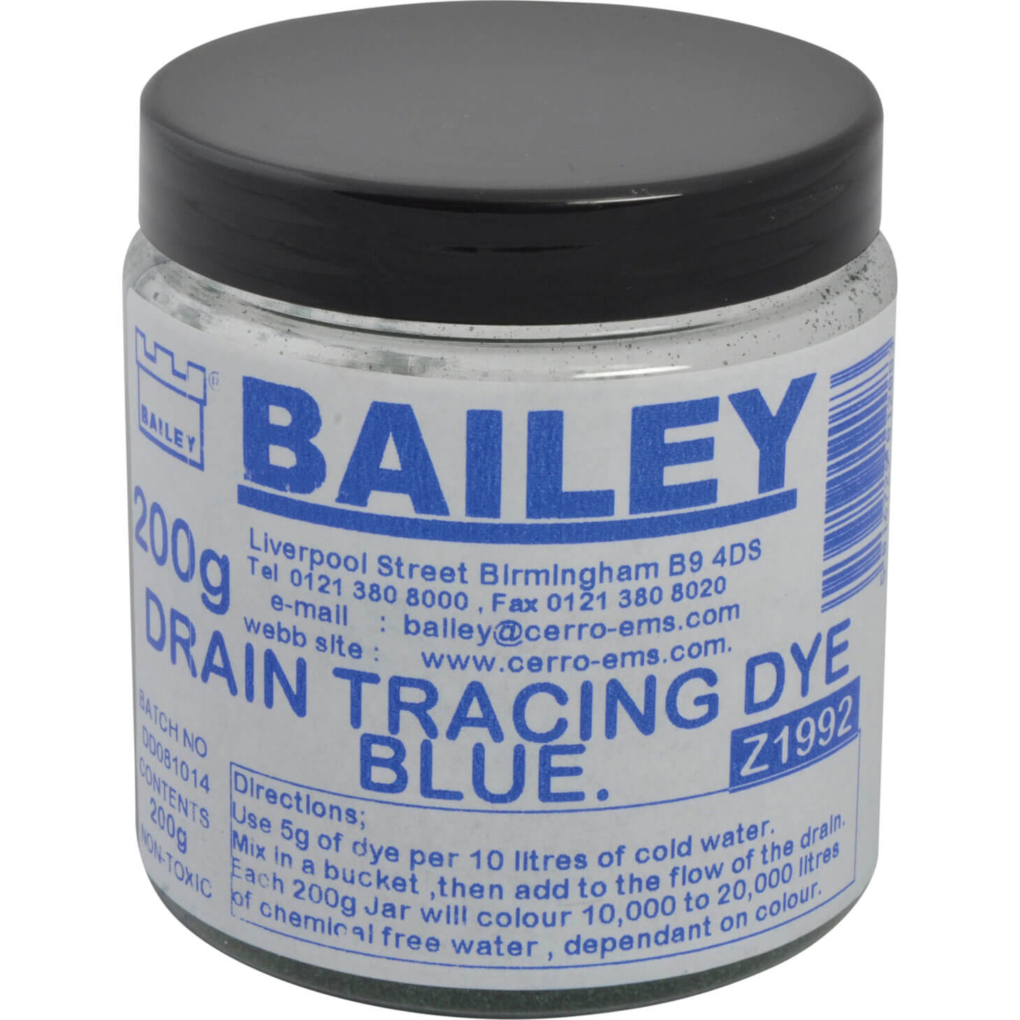 Image of Bailey Drain Tracing Dye Blue 200g