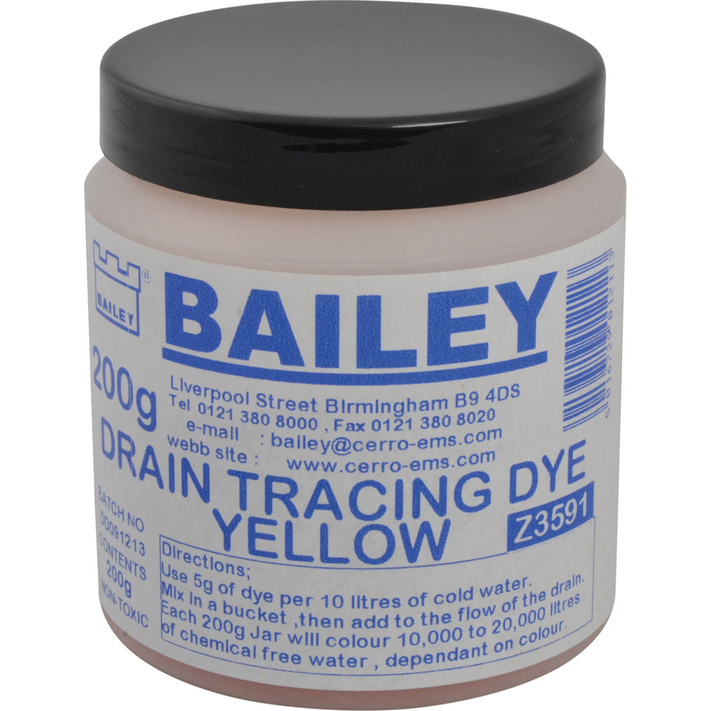 Image of Bailey Drain Tracing Dye Yellow 200g