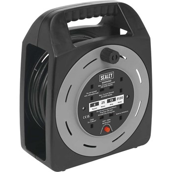 Sealey 3 Socket Cable Extension Reel Box 240v