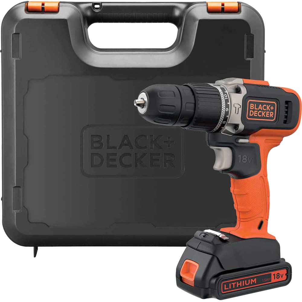 Image of Black and Decker BCD003C 18v Cordless Combi Drill 1 x 1.5ah Li-ion Charger Case