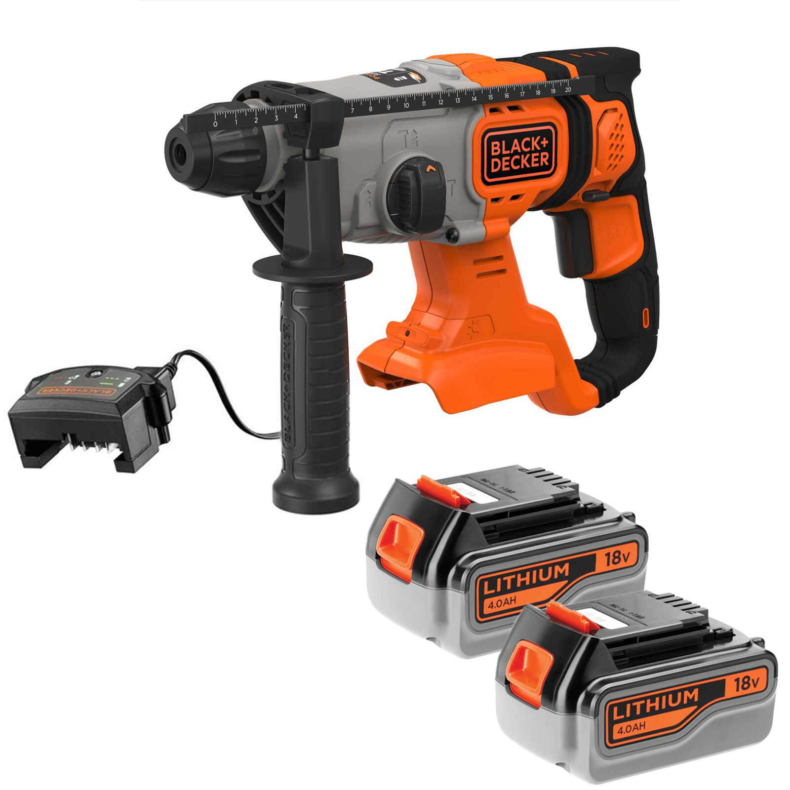 Image of Black and Decker BCD900 18v Cordless SDS Plus Hammer Drill 2 x 4ah Li-ion Charger No Case