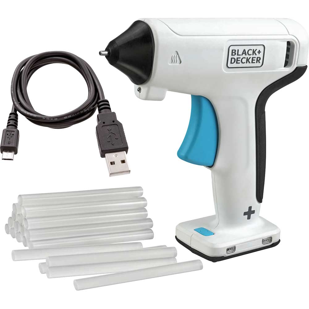 Image of Black and Decker BCGL115 3.6v Cordless Glue Gun 1 x 1.5ah Integrated Li-ion USB Charger No Case