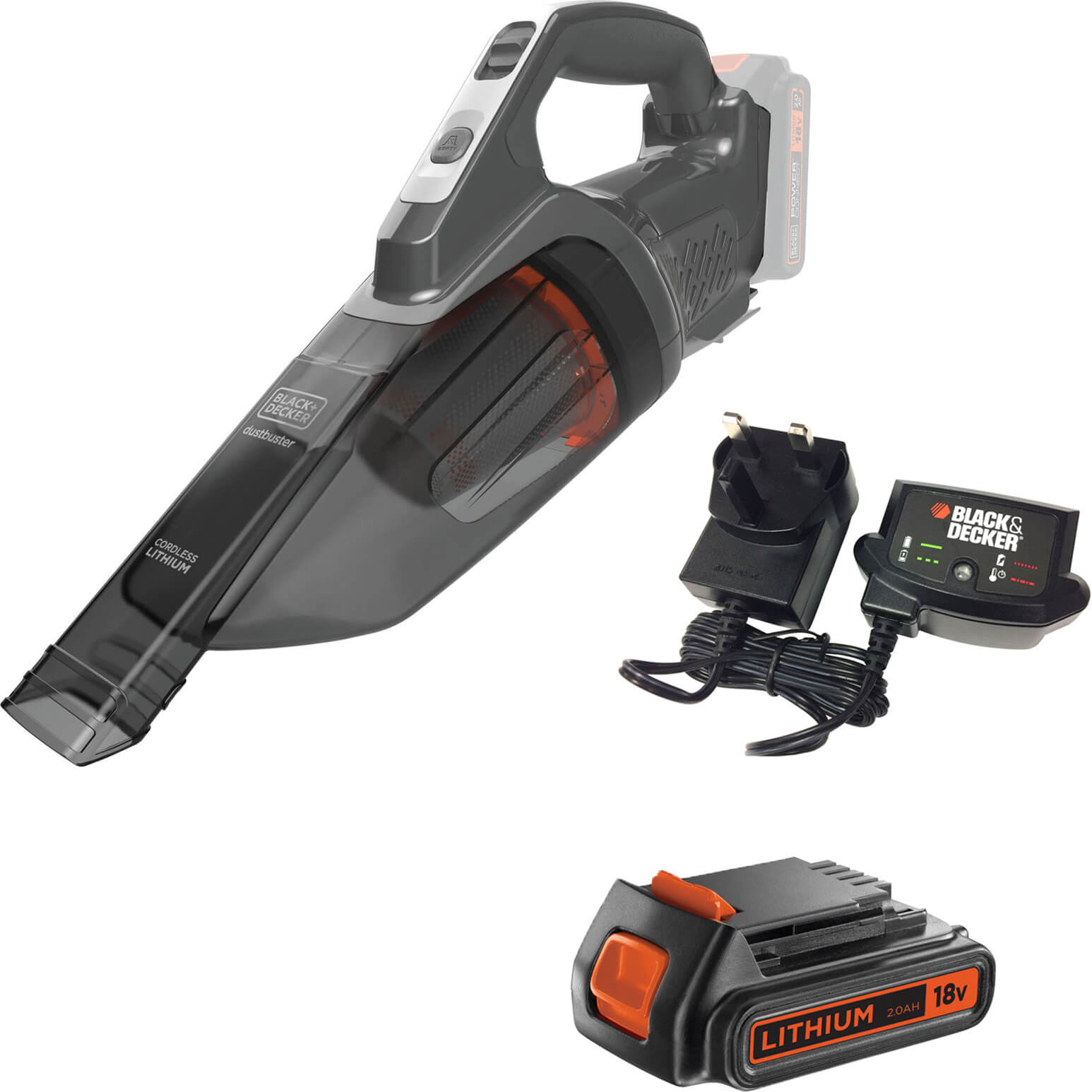 Image of Black and Decker BCHV001 18v Cordless Hand Dustbuster 1 x 2ah Li-ion Charger No Case